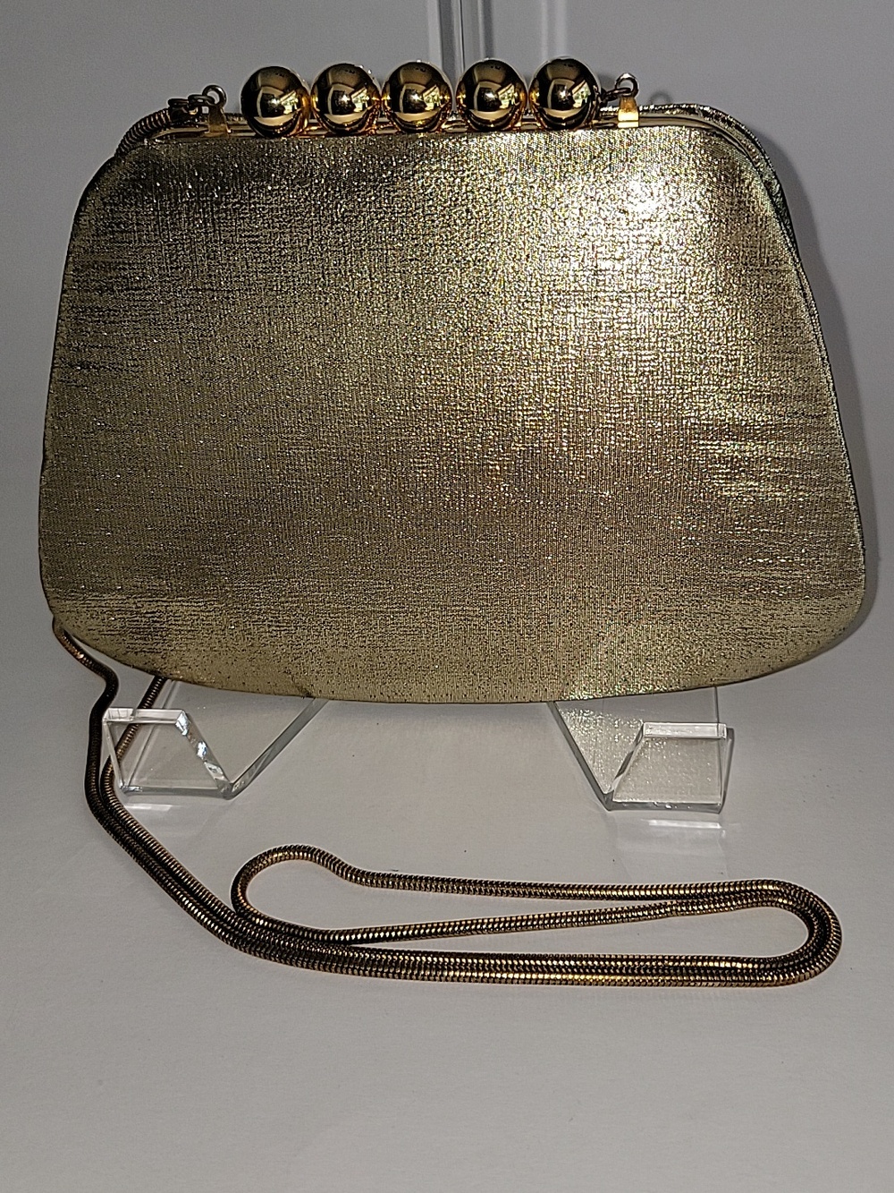 ANDRE CELLINI GOLD LAME EVENING CLUTCH/ SHOULDER BAG